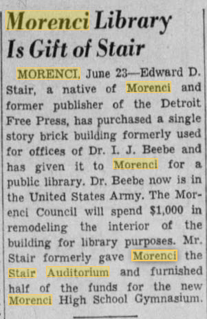 Stair Auditorium - JUNE 24 1942 LIBRARY DONATION